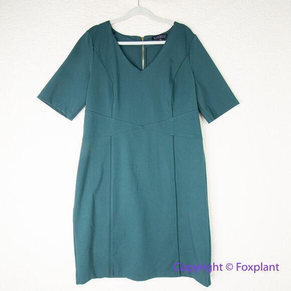 New! Eloquii 9 to 5 Stretch Work Dress dark emerald Green‎ sheath, size 18 - Picture 4 of 16